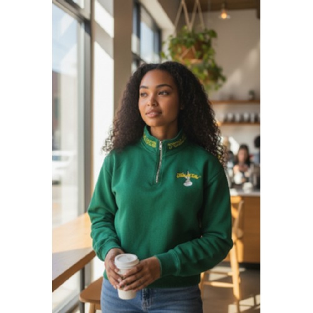 Looney Tunes Sweatshirt Womens Small Green Quarter Zip Bugs Bunny Thats All Folk